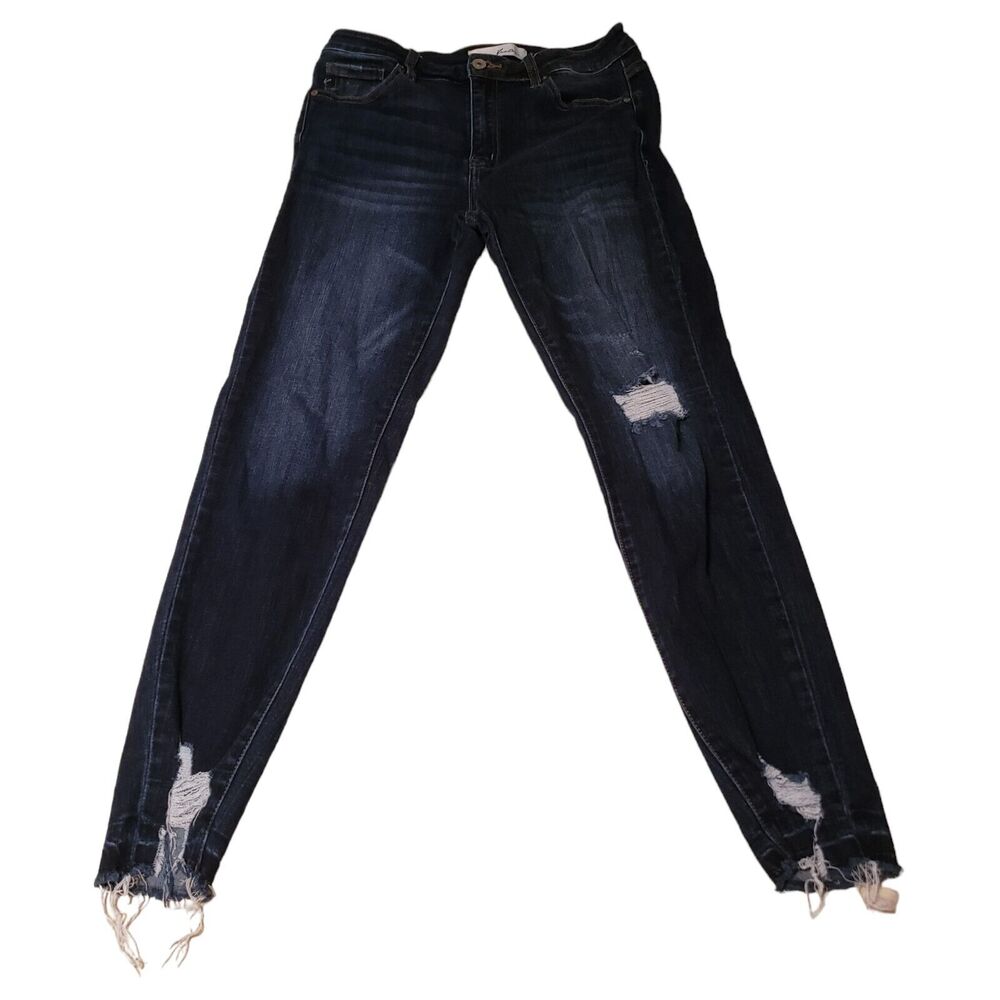 KanCan Skinny Jeans Distressed Raw Frayed Hem Mid Rise Women's (Junior) 9/28